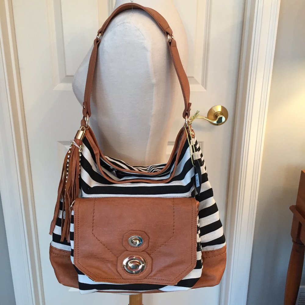 NWT Imoshion Black and White Stripe Handbag
